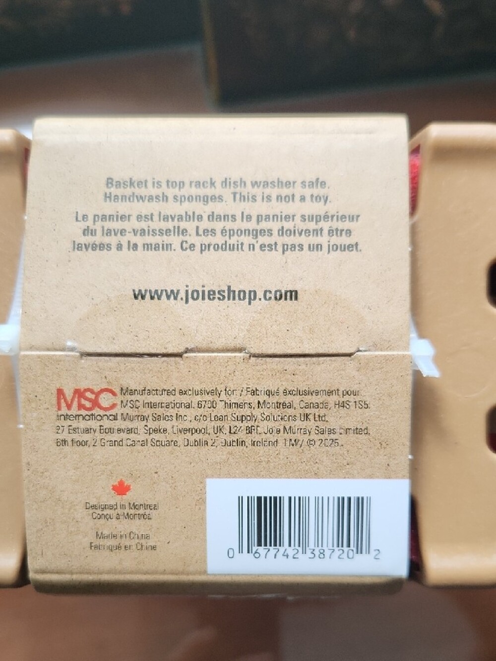 NIB Joie Red Apple Dual-Sided Sponges with Tan Holder - Picture 2 of 5
